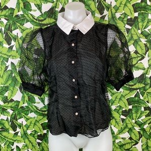 5 for $25 Forever 21 Polka Dot Puffy Sleeve Top